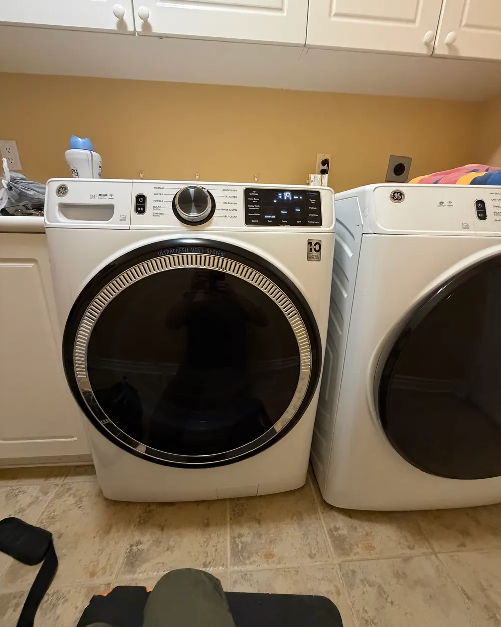 GE front-load washer and dryer serviced in a North County home