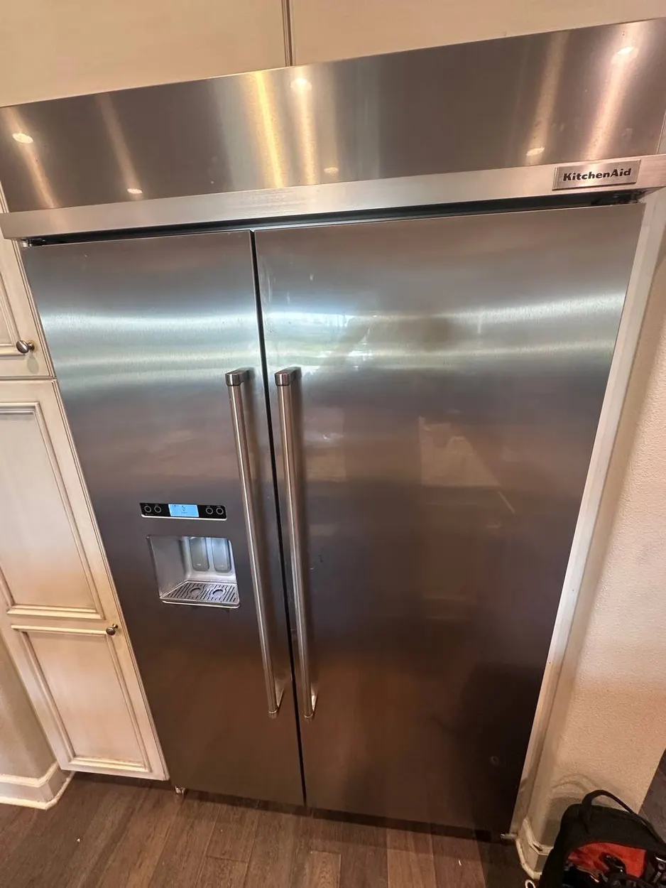 Built-in KitchenAid side-by-side refrigerator serviced in Escondido