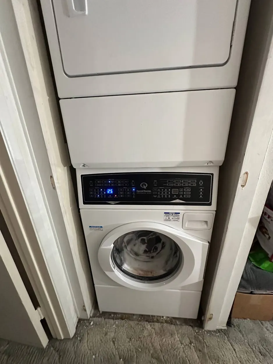 Speed Queen stacked washer and dryer serviced in an Escondido home