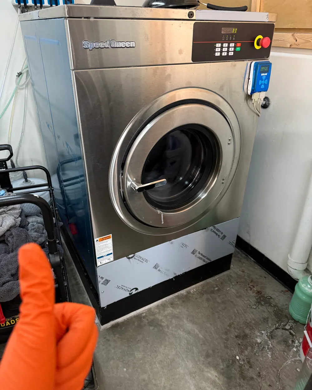 Commercial Speed Queen washer serviced during a North County repair