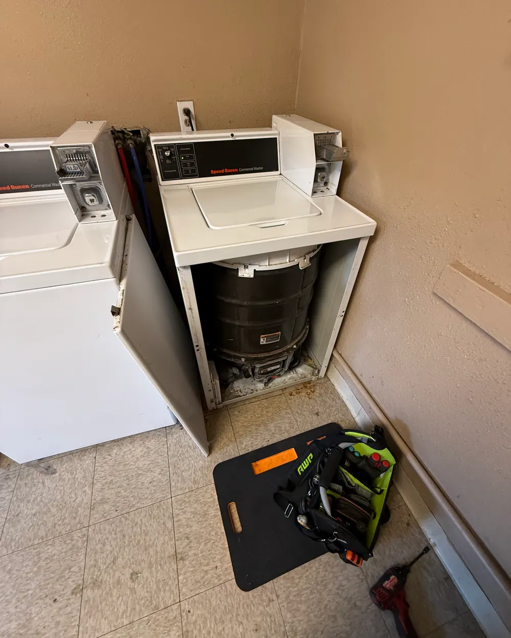 Speed Queen top-load washer opened up for repair in Escondido