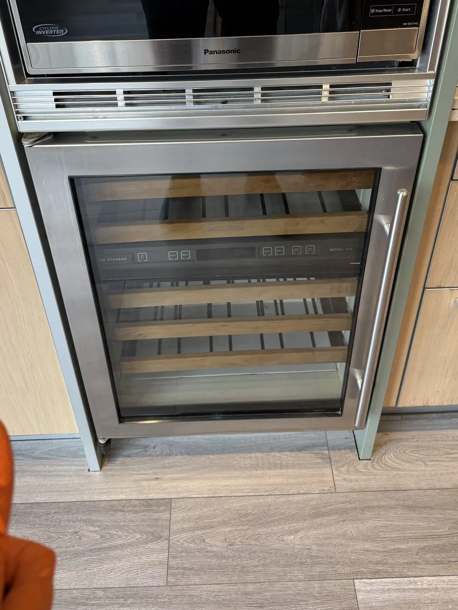 Built-in dual-zone wine cooler serviced in a North County kitchen